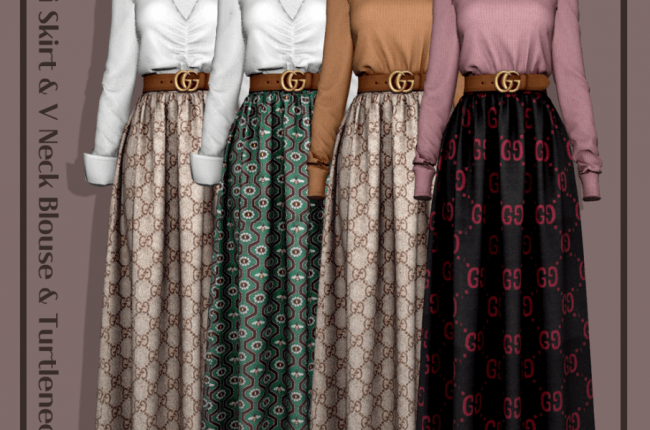 Gucci Skirt & V Neck Blouse & Turtleneck от RIMINGS