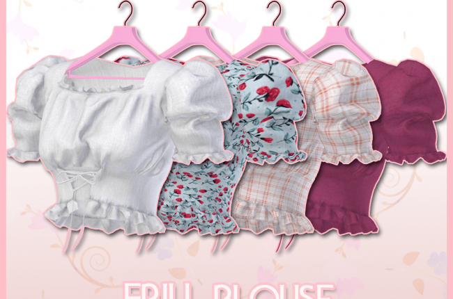 FRILL BLOUSE 01 (FEMALE TOP) от Reina Sims4