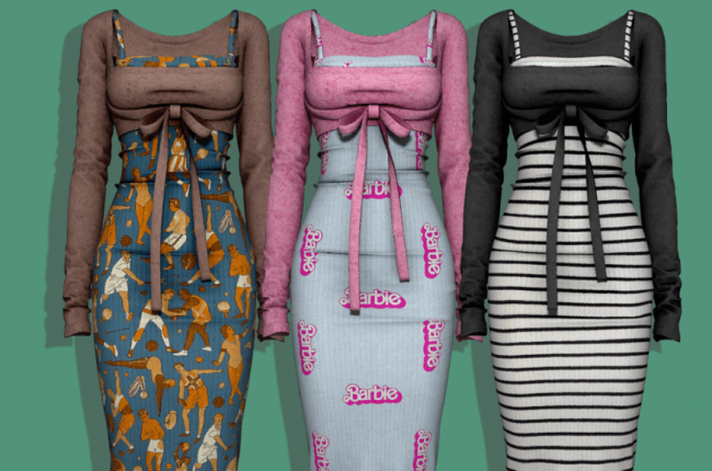 Wool Cardigan & Sleeveless String Midi Dress от RIMINGS