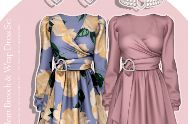 Heart Brooch & Wrap Dress Set от RIMINGS