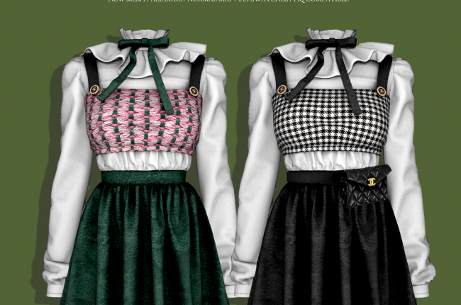 Ruffle Blouse & Tweed Top & Velvet Skirt & Hipsack от RIMINGS