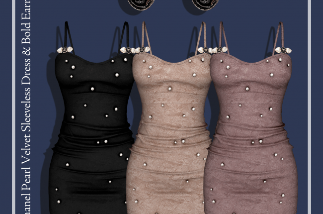 Chanel Pearl Velvet Sleeveless Dress & Bold Earring от RIMINGS