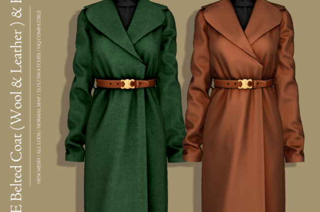 CE Belted Coat (Wool & Leather) от RIMINGS