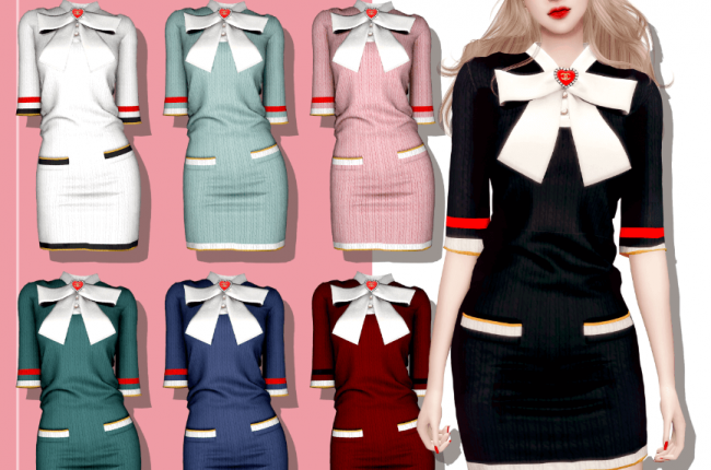 CH Button Ribbon Knit Dress от RIMINGS