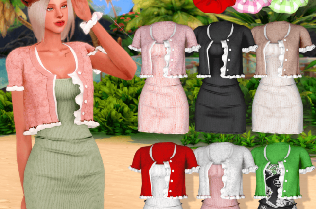 Frill Cardiagan & Sleeveless Dress & Hair Scruncy от RIMINGS