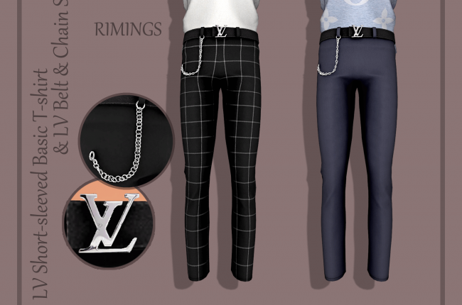 Short-sleeved Basic T-shirt & Belt & Chain Slim Fit Pants от RIMINGS