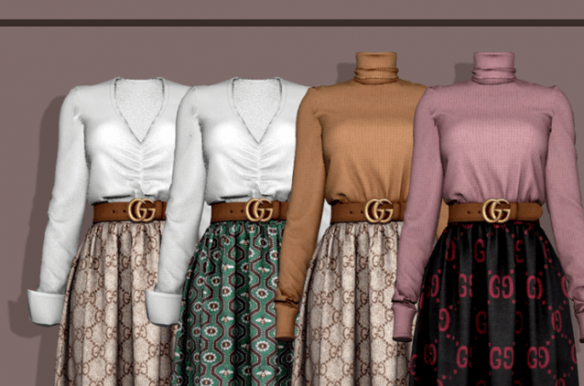 Gucci Skirt & V Neck Blouse & Turtleneck от RIMINGS