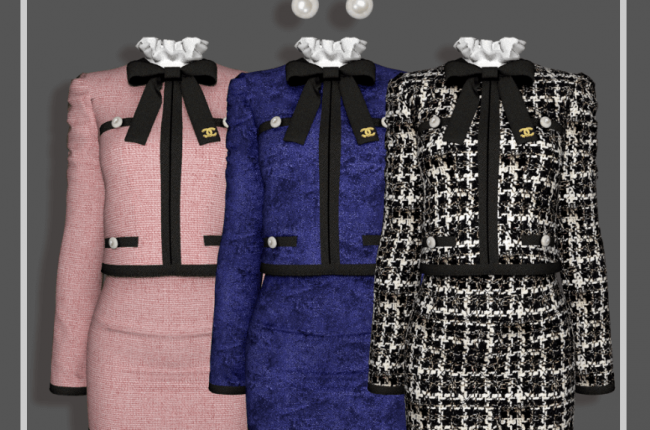 Pearl Button Tweed & Velvet Twopiece & Pearl Earring от RIMINGS