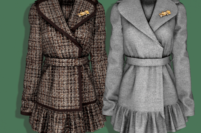 Ruffle Coat Dress _Wool & Tweed от RIMINGS