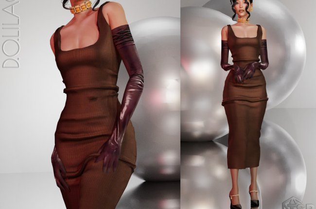 Midi Dress with Gloves DO0136 от D.O.Lilac