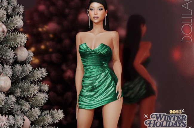 Strapless Asymmetric Plisse Lame Dress DO0155 от D.O.Lilac