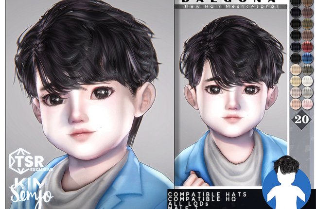 TS4 Toddler Hairstyle_Dalgona от KIMSimjo