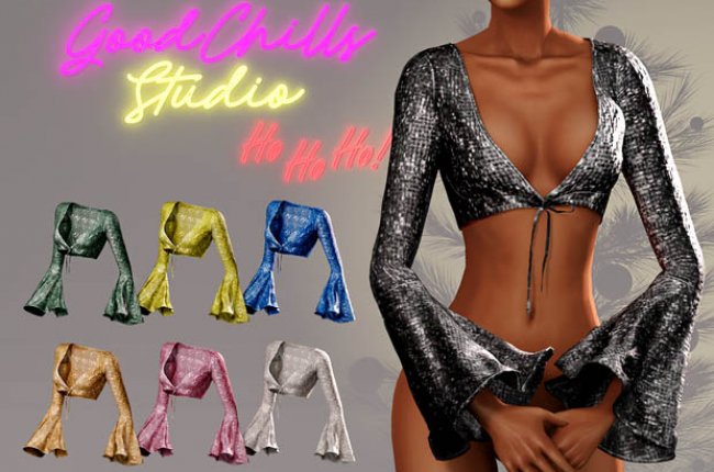 FrontTieDetailBellSleeves top от GoodChillsStudio