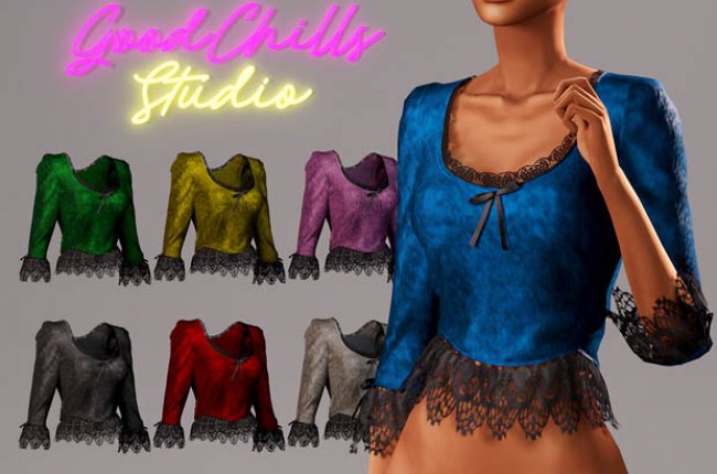 RibbonTieDetailsVelvet Blouse от GoodChillsStudio