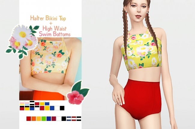 Короткий топ-бикини + плавки с высокой талией от WAEKEY