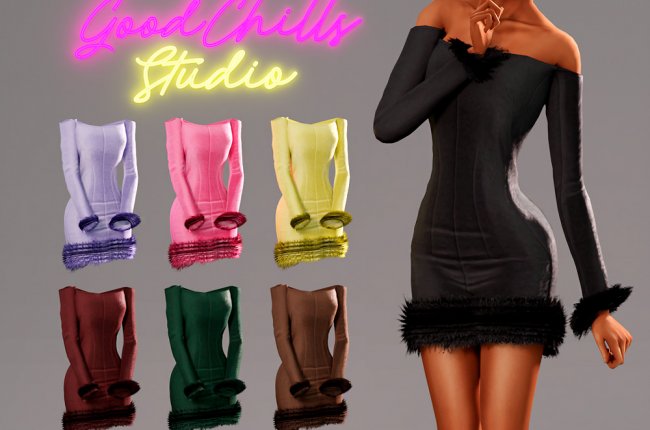 January's CC 2024/Faux Fur Trim Mini dress