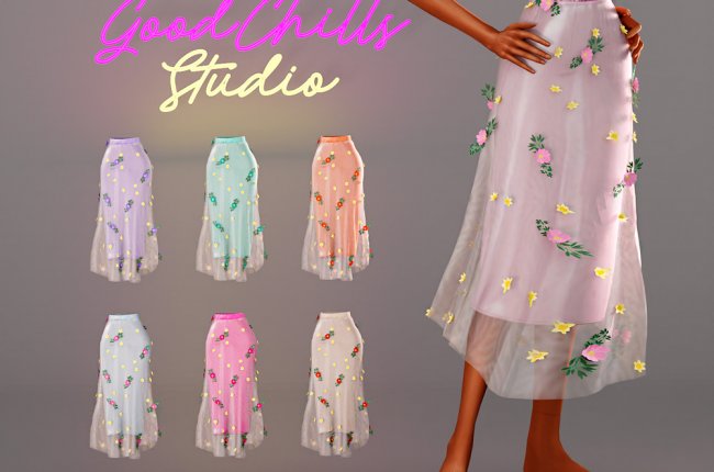 May's CC 2024/Floral Applique Midi Skirt