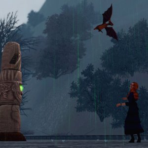 Полёт дракончика рядом с "Камнем погоды" во время заколдованного дождя